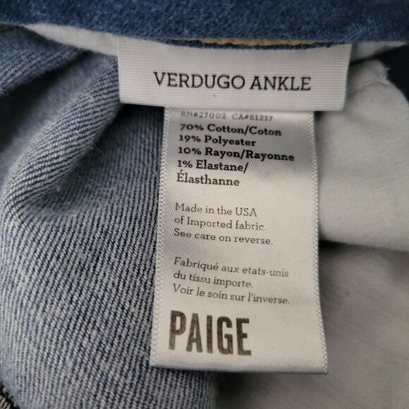 Paige Verdugo Ankle Jeans Womens Size 25 Skinny Low Rise Medium Wash Denim Pants - Picture 5 of 5